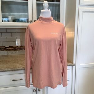 Dutch Bros Peach Tan Long Sleeve Tee Size Large Mock Neck
